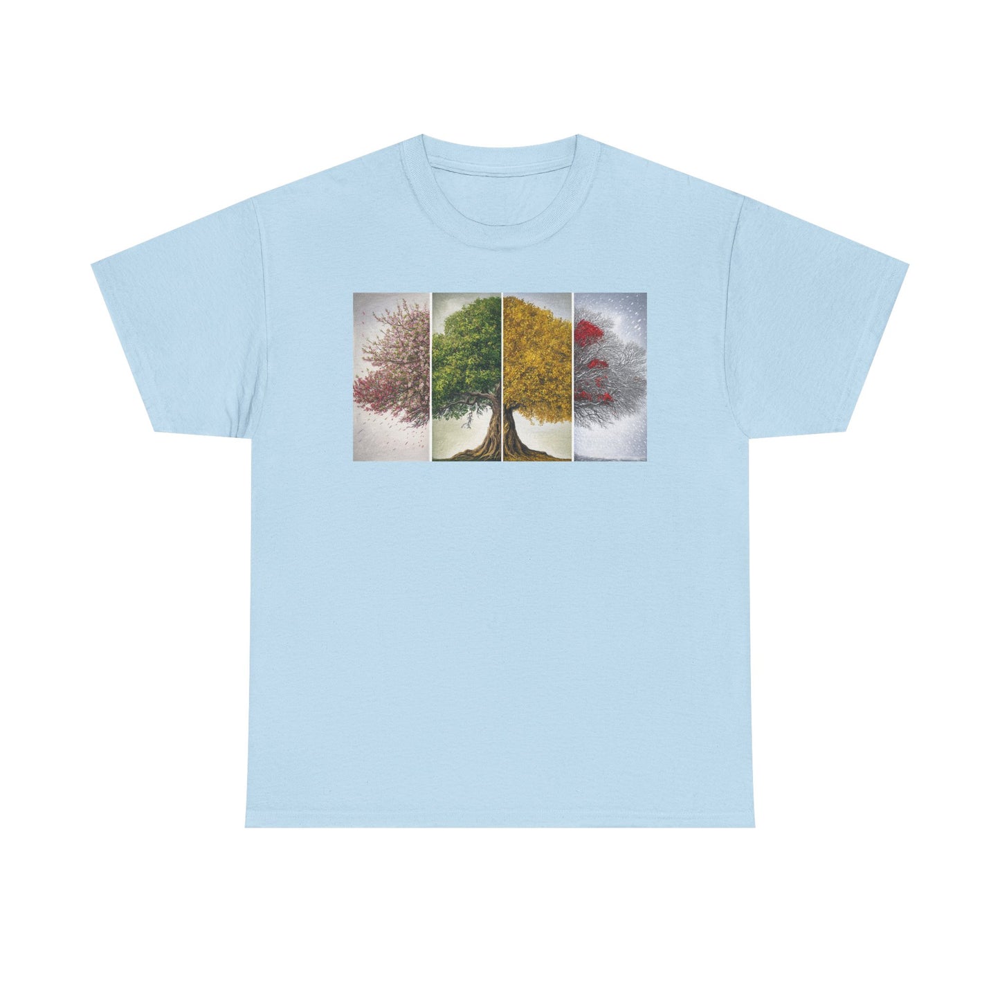 Seasonal Tree Unisex Heavy Cotton Tee | Nature Lover Gift, Fall Fashion, Eco-Friendly Apparel, Casual Wear, Outdoor Adventure