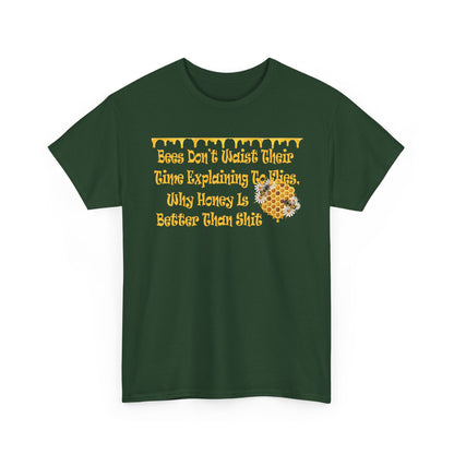 Bees-Themed Heavy Cotton Tee, Funny Bee Shirt, Gift for Beekeepers, Nature Lover Tee, Spring and Summer Fashion