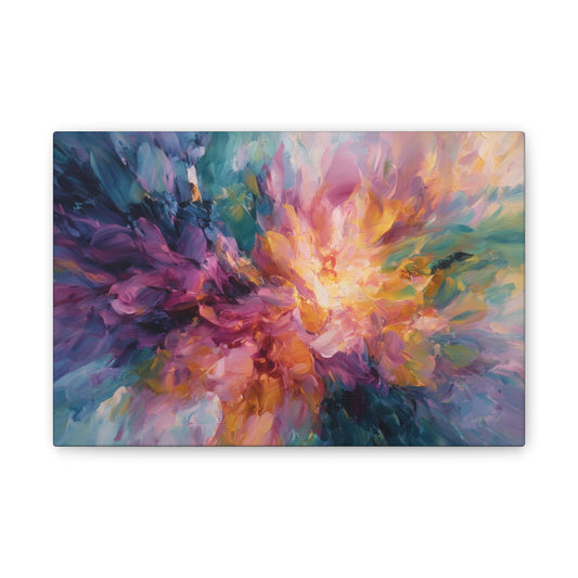 Blooming In The Sun - Vibrant Floral Canvas Stretched Art, Colorful Home Decor, Living Room Wall Art, Gift for Art Lovers, Modern Artwork