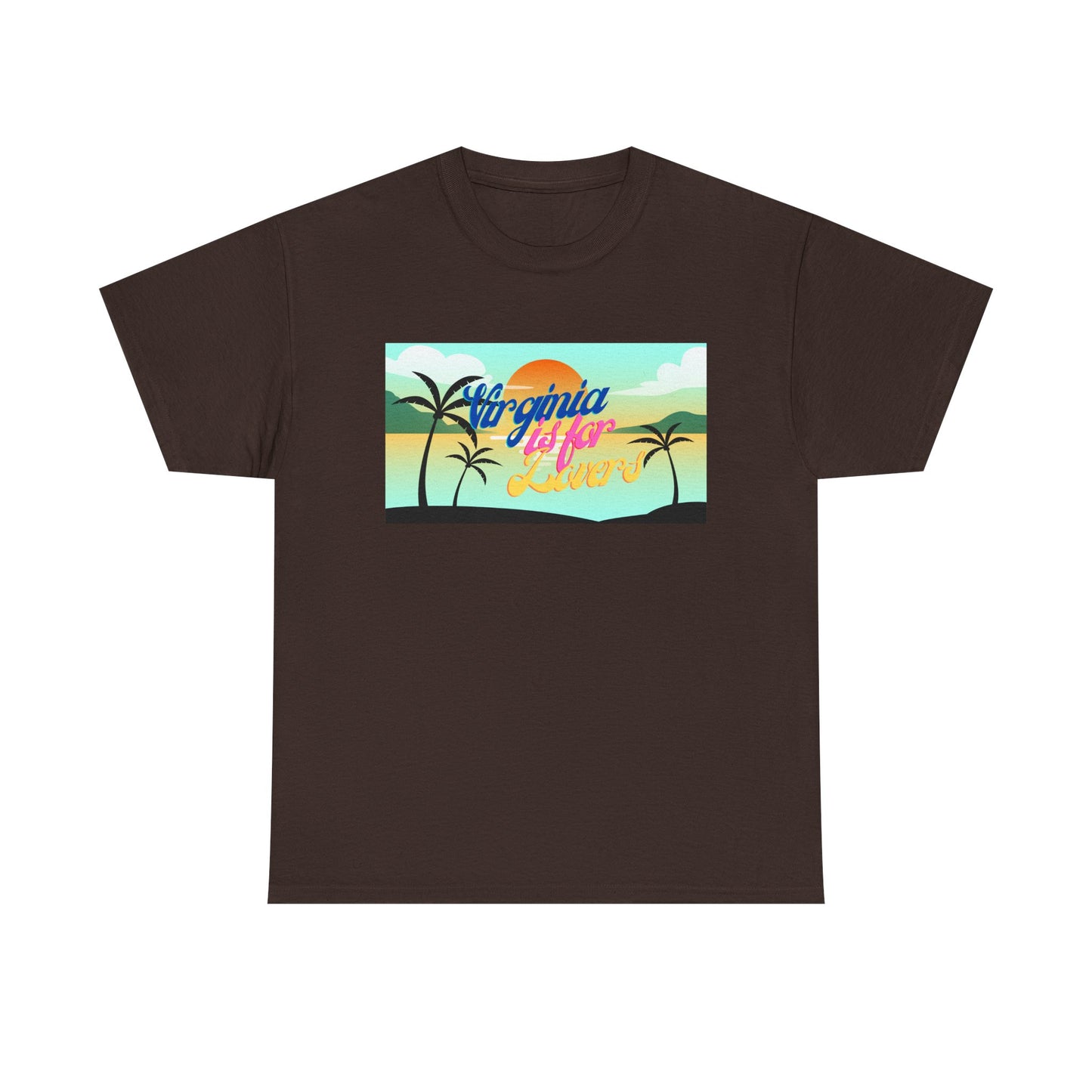 Virginia is for Lovers Dark -Vintage Sunset Graphic Tee, Beach Lover Shirt, Summer Vibe Unisex Tee, Gift for Vacation, Tropical Aesthetic Cotton Top