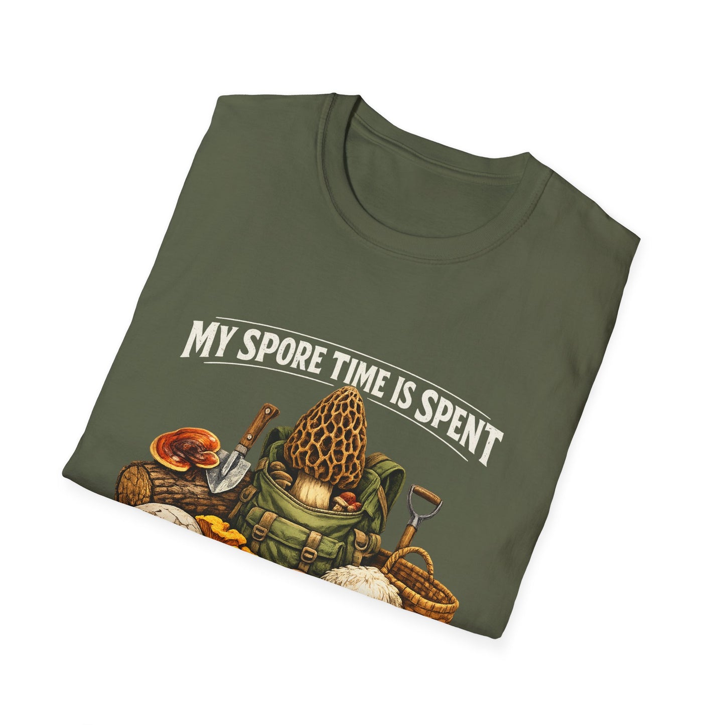 Mushroom Hunting T-Shirt — "My Spore Time Is Spent" For Foragers & Nature Lovers