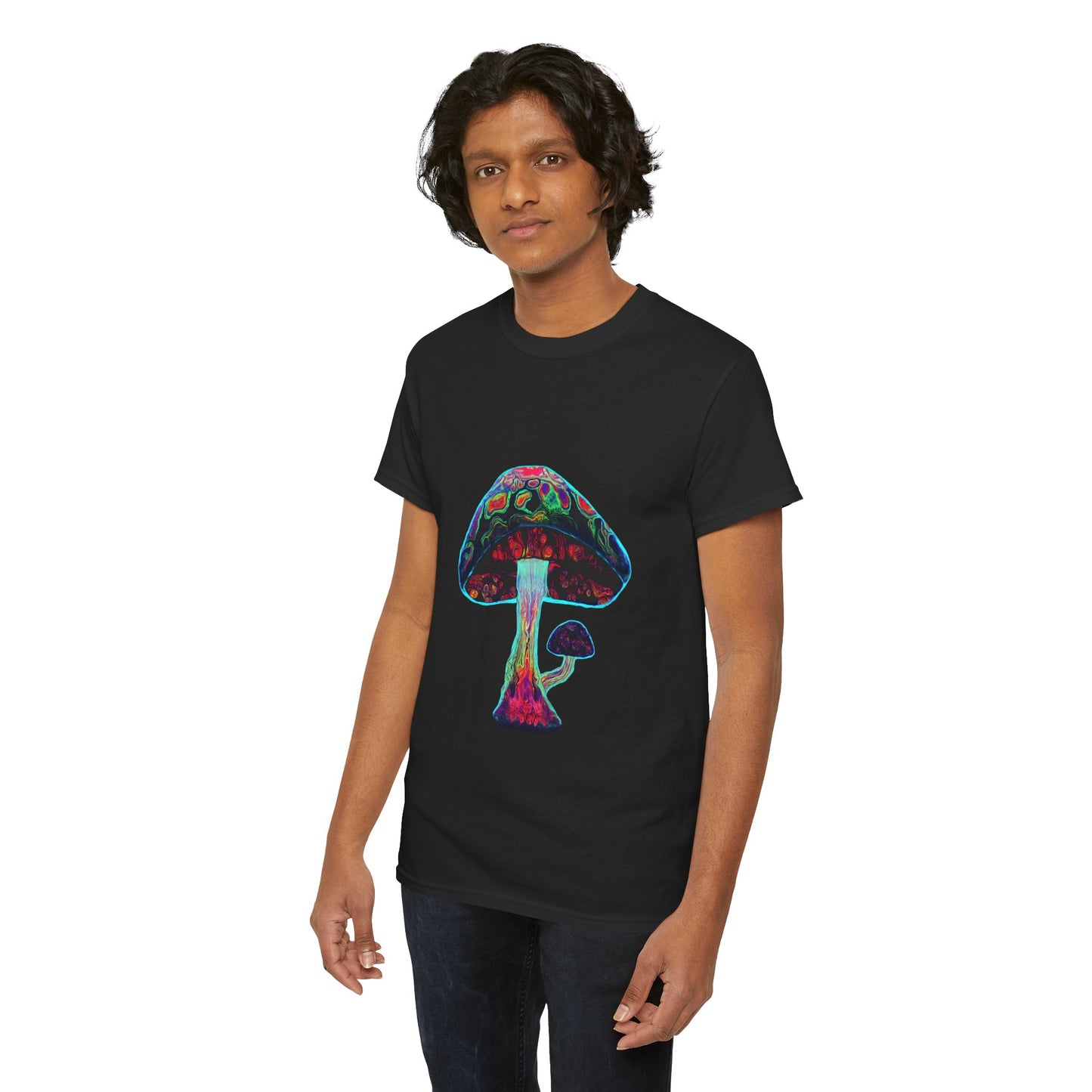 Tie Dye Psychedelic Mushroom 3 -Tee, Unisex Heavy Cotton T-Shirt, Vibrant Graphic Shirt, Perfect for Festivals, Eco-friendly Gift, Casual Wea