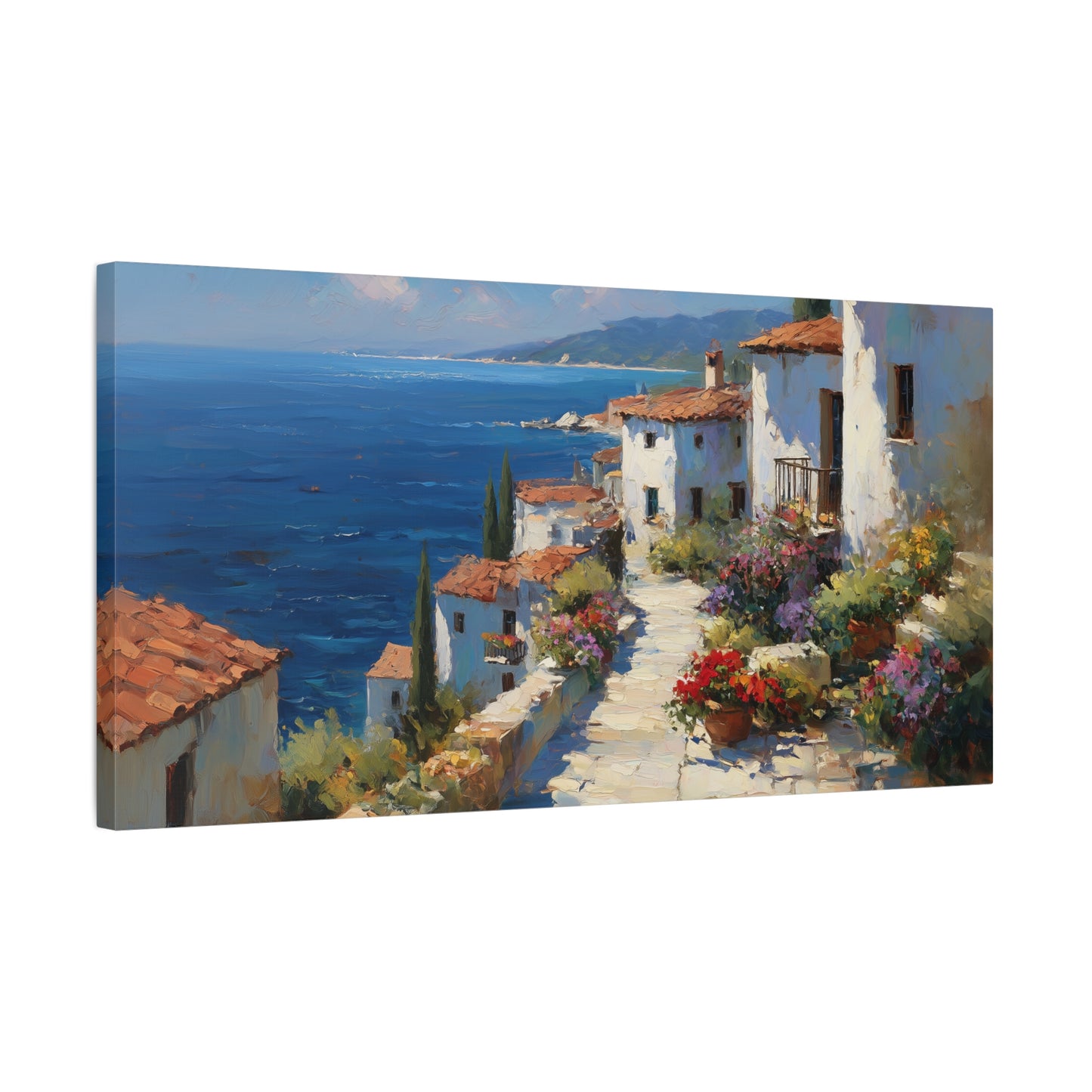 "Mediterranean Bliss" --Scenic Canvas Wall Art, Coastal Decor, Home Decoration, Mediterranean Landscape