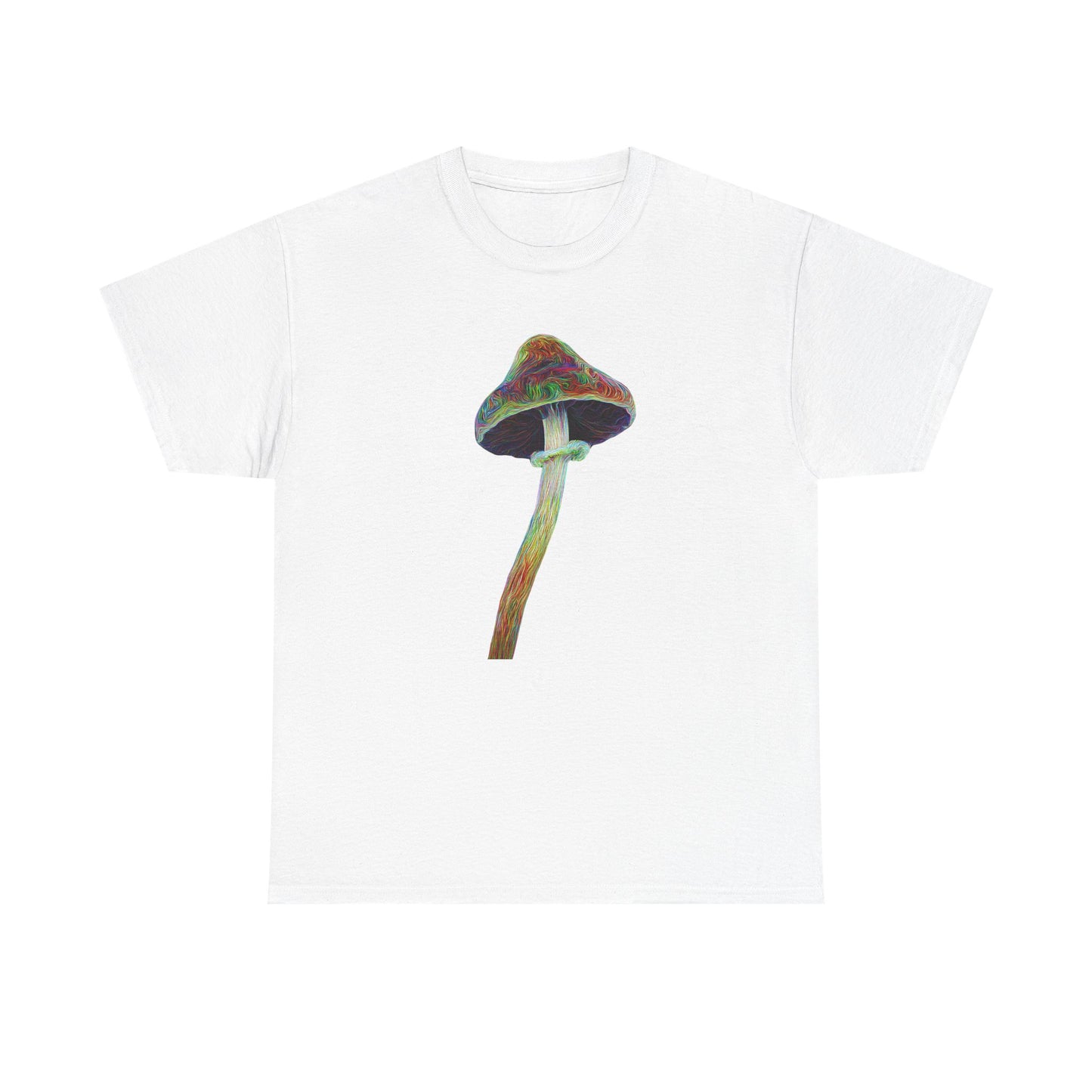 Colorful Psychedelic Mushroom2 - Tee, Unisex Heavy Cotton T-Shirt, Vibrant Graphic Shirt, Perfect for Festivals, Eco-friendly Gift, Casual Wear