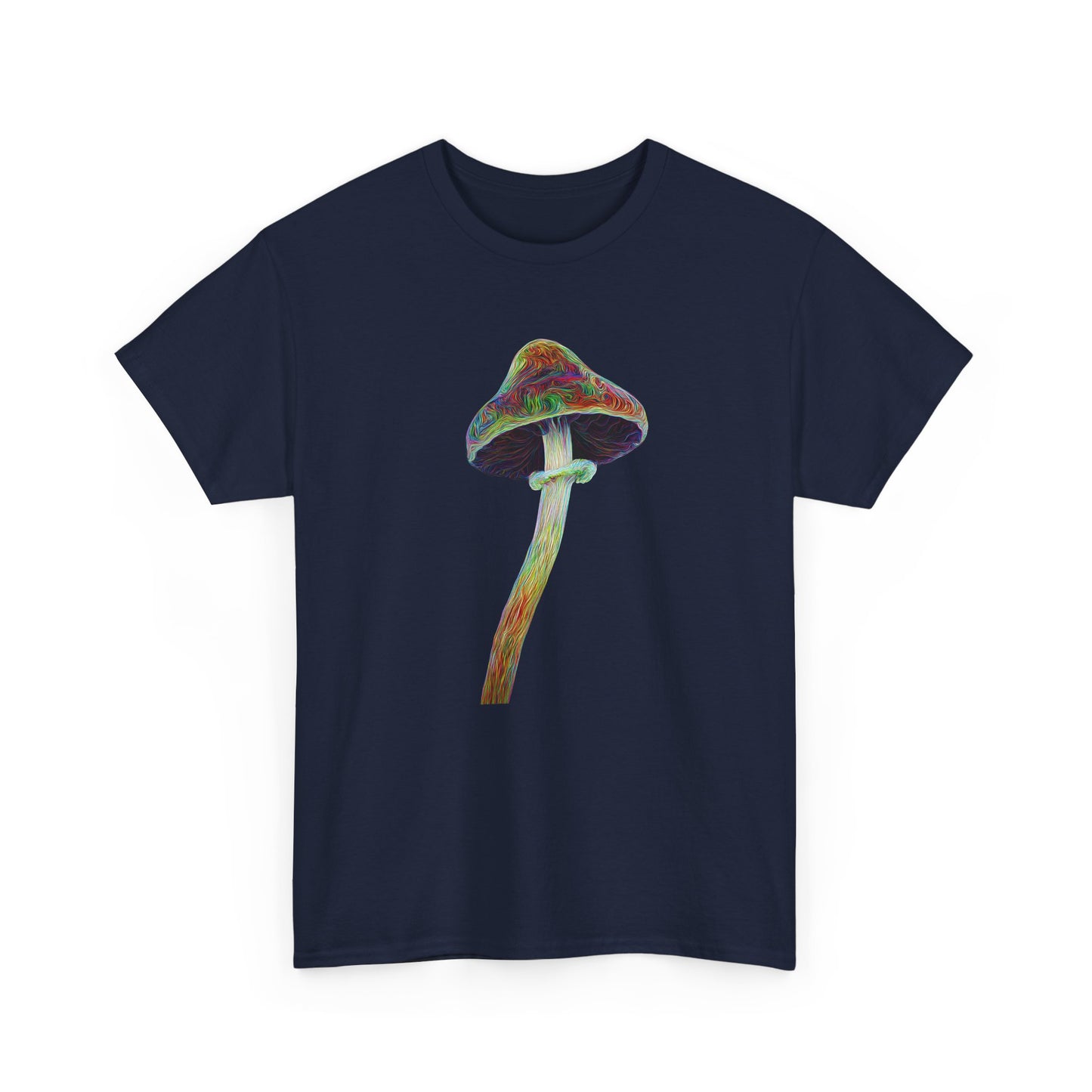 Colorful Psychedelic Mushroom2 - Tee, Unisex Heavy Cotton T-Shirt, Vibrant Graphic Shirt, Perfect for Festivals, Eco-friendly Gift, Casual Wear