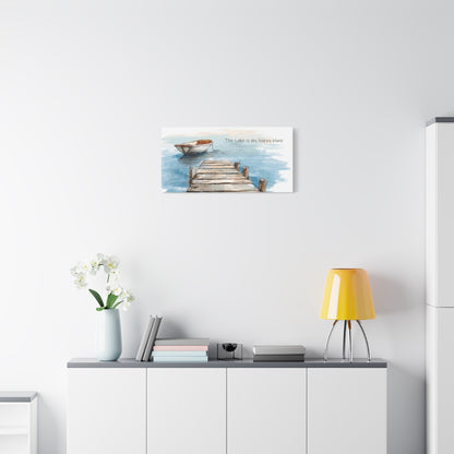 "Happy Place" Lake-Themed Canvas Wall Art, Nautical Home Decor, Relaxing Lake Vibes,