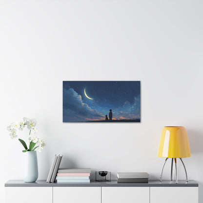 Canvas Wall Art - Night Sky Dreamscape, Cozy Home Decor, Pet Lovers Gift, Bedroom Wall Hanging, Inspirational Art Print