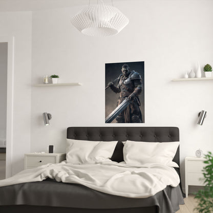 Half Orc Fighter - Fantasy Art Satin PAPER POSTER — Dark Fantasy Wall Art