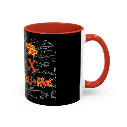 Math Lover Coffee Mug — "Solve For X = U + Me" Romantic Equation Design