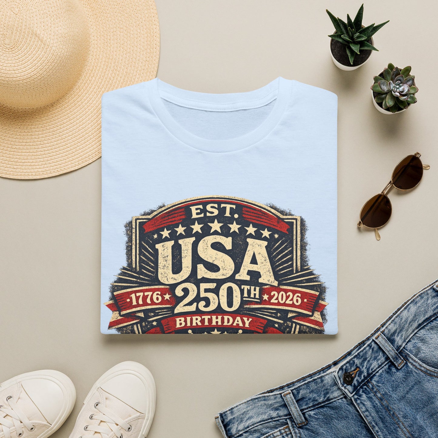 USA 250th Birthday T-Shirt — 1776-2026 Retro American Celebration Tee