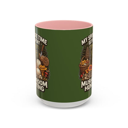 Mug - "My Spore Time Is Spent Mushroom Hunting" Accent Coffee Mug (11/15oz)