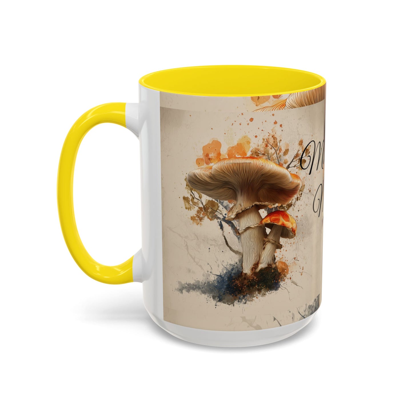 Mushroom Magic Accent Coffee Mug — 11/15oz Ceramic Cup with Woodland Fungi Design
