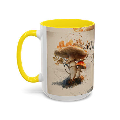 Mushroom Magic Accent Coffee Mug — 11/15oz Ceramic Cup with Woodland Fungi Design