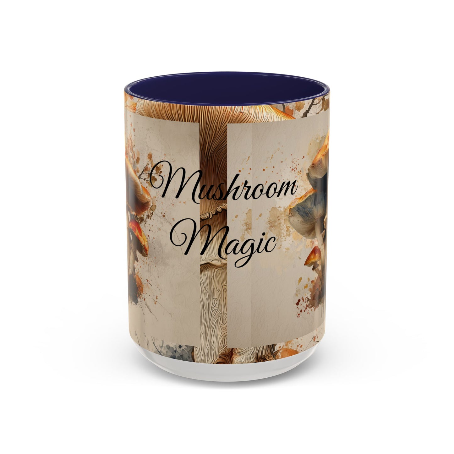 Mushroom Magic Accent Coffee Mug — 11/15oz Ceramic Cup with Woodland Fungi Design