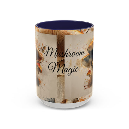 Mushroom Magic Accent Coffee Mug — 11/15oz Ceramic Cup with Woodland Fungi Design
