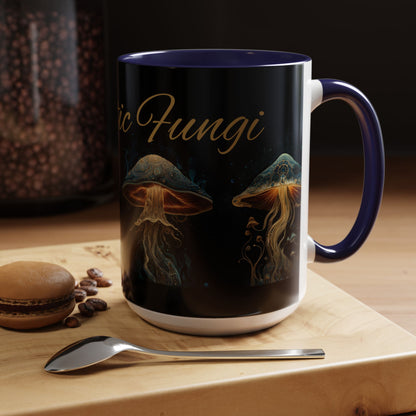 Dark Fantastic Fungi Coffee Mug - Magical Ocean Mushroom Art (11/15oz)