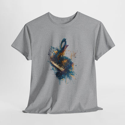 Abstract Music Keyboard Splash T‑Shirt — Watercolor Art Tee