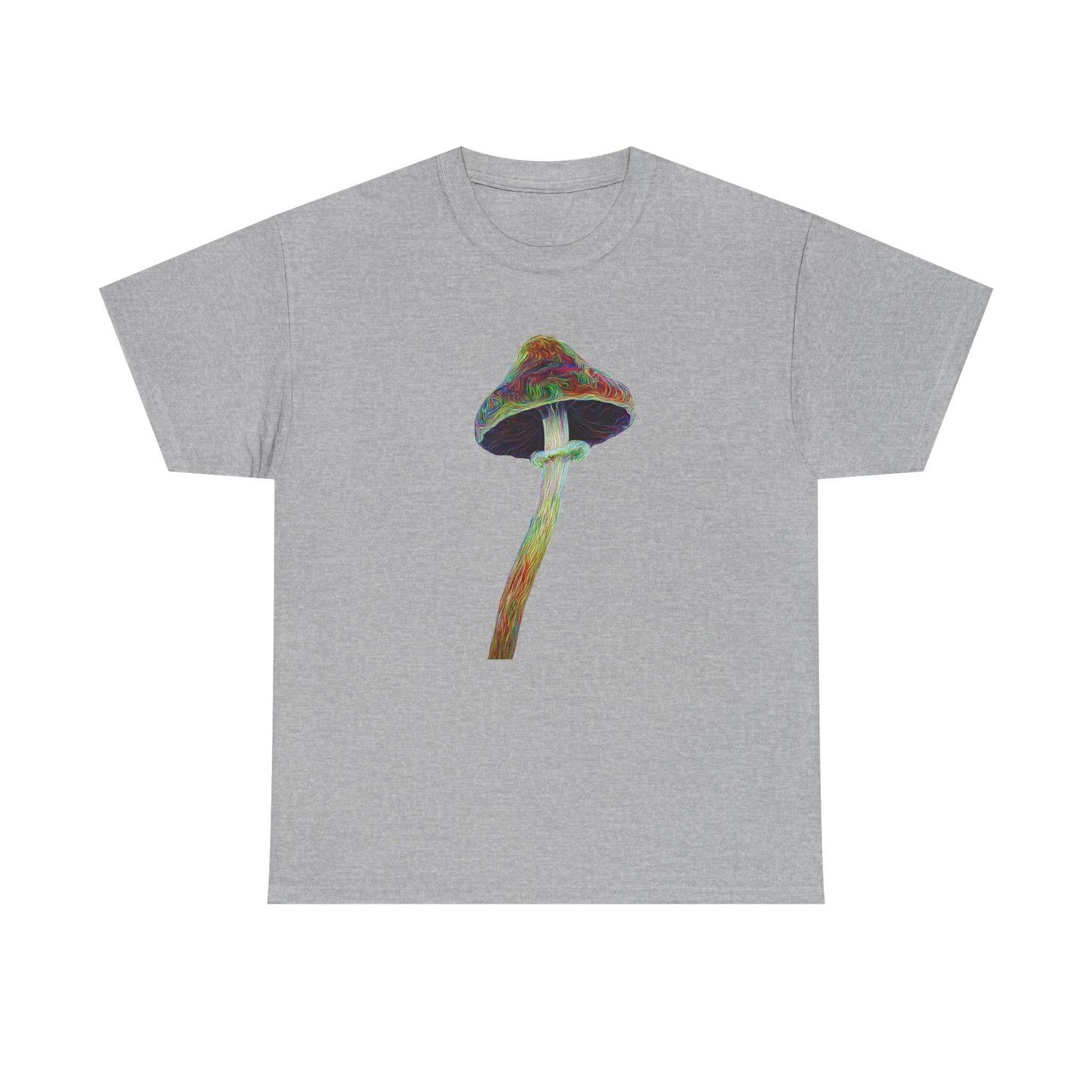 Colorful Psychedelic Mushroom2 - Tee, Unisex Heavy Cotton T-Shirt, Vibrant Graphic Shirt, Perfect for Festivals, Eco-friendly Gift, Casual Wear