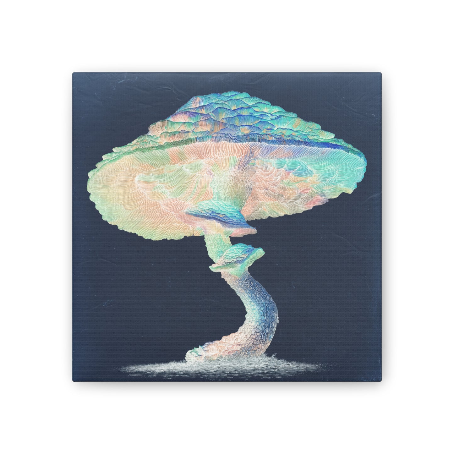 Feel the Rainbow Inverse-Mushroom Canvas Art, Stretched Wall Decor, Bohemian Home Decor, Psychedelic Wall Art, Nature-Inspired Art