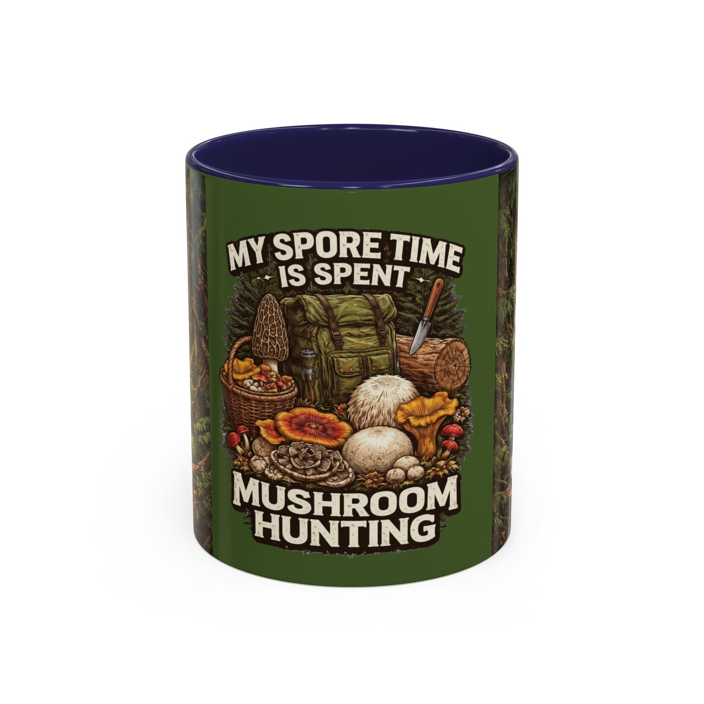 "My Spore Time Is Spent Mushroom Hunting" #2 Accent Coffee Mug (11/15oz)