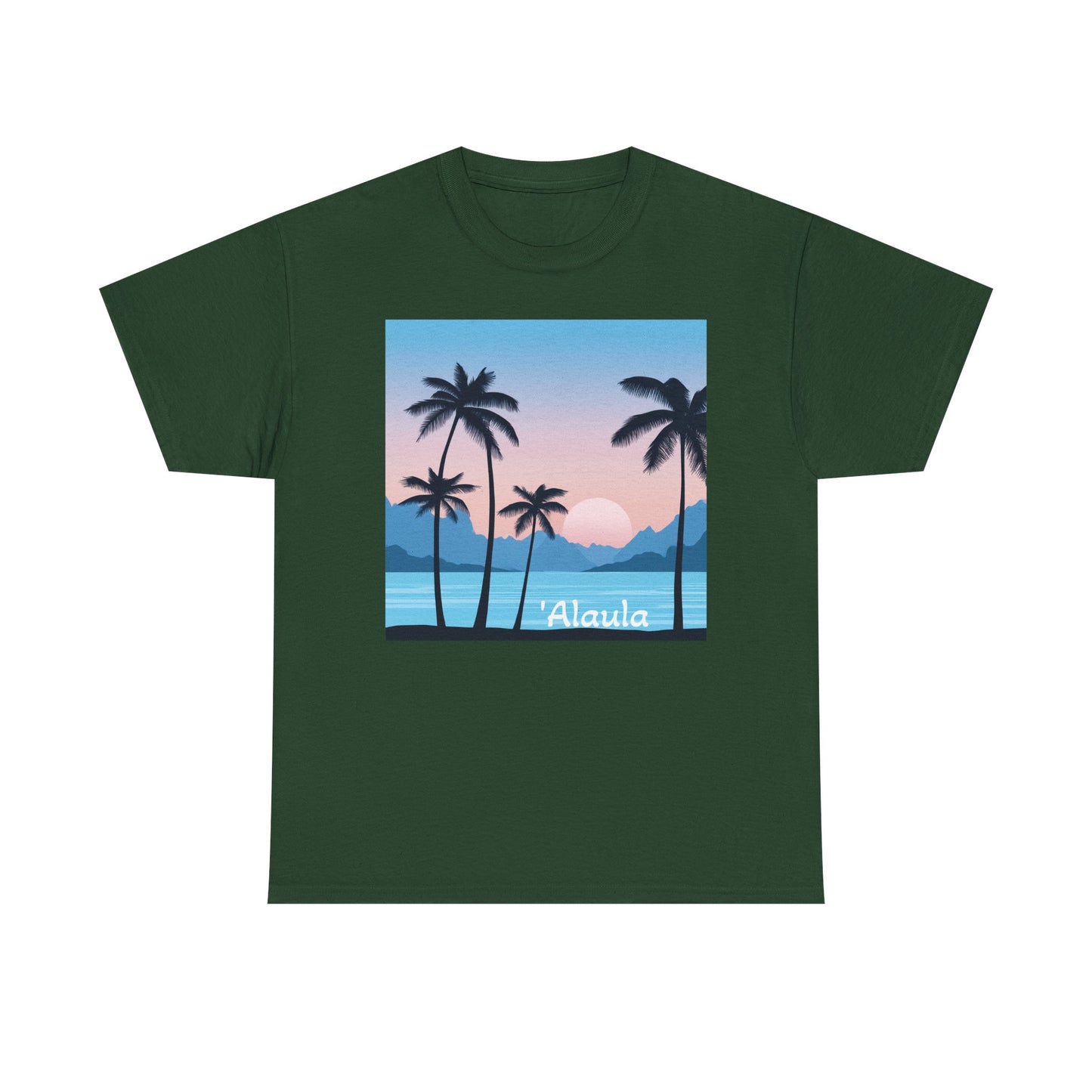 'Alaula Aloha Sunset Tee — Tropical Palm Beach Graphic T-Shirt