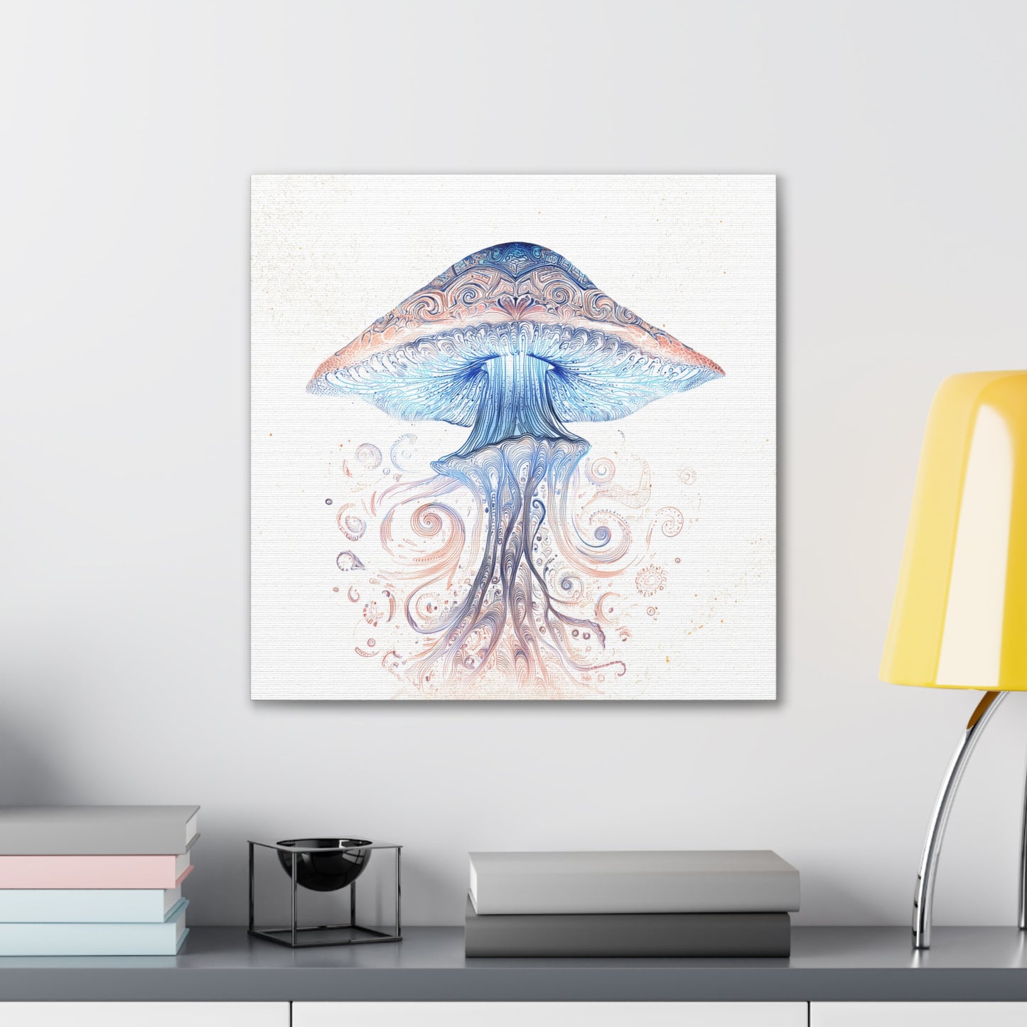 Swirl Light -Mushroom Canvas Art, Stretched Wall Decor, Bohemian Home Decor, Psychedelic Wall Art, Nature-Inspired Art