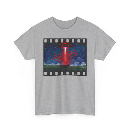 COW & UFO Tee | Unisex Heavy Cotton T-Shirt, Alien Design, Sci-Fi Merchandise, Casual Wear, Gift for Extraterrestrial Fans