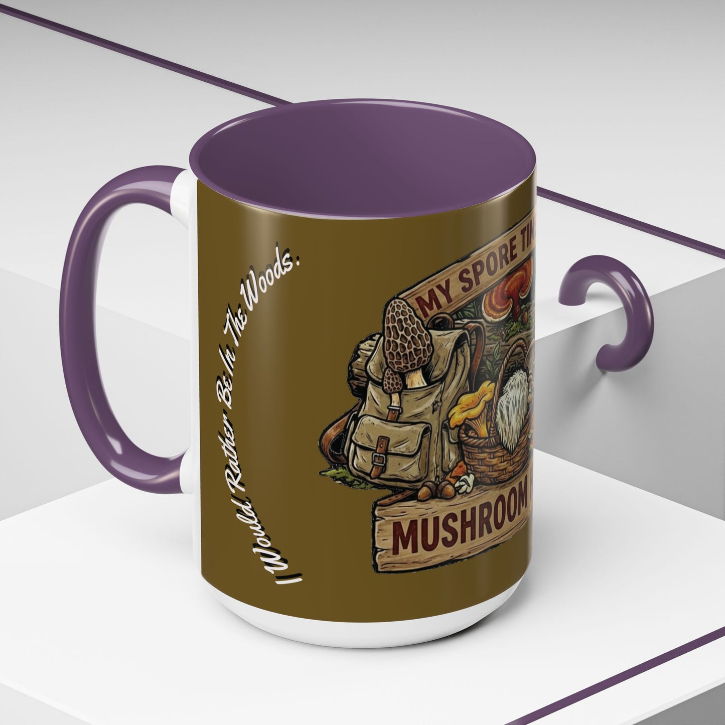 Mushroom Hunting Coffee Mug – "My Spore Time Is Spent" Rustic Forager Accent Mug