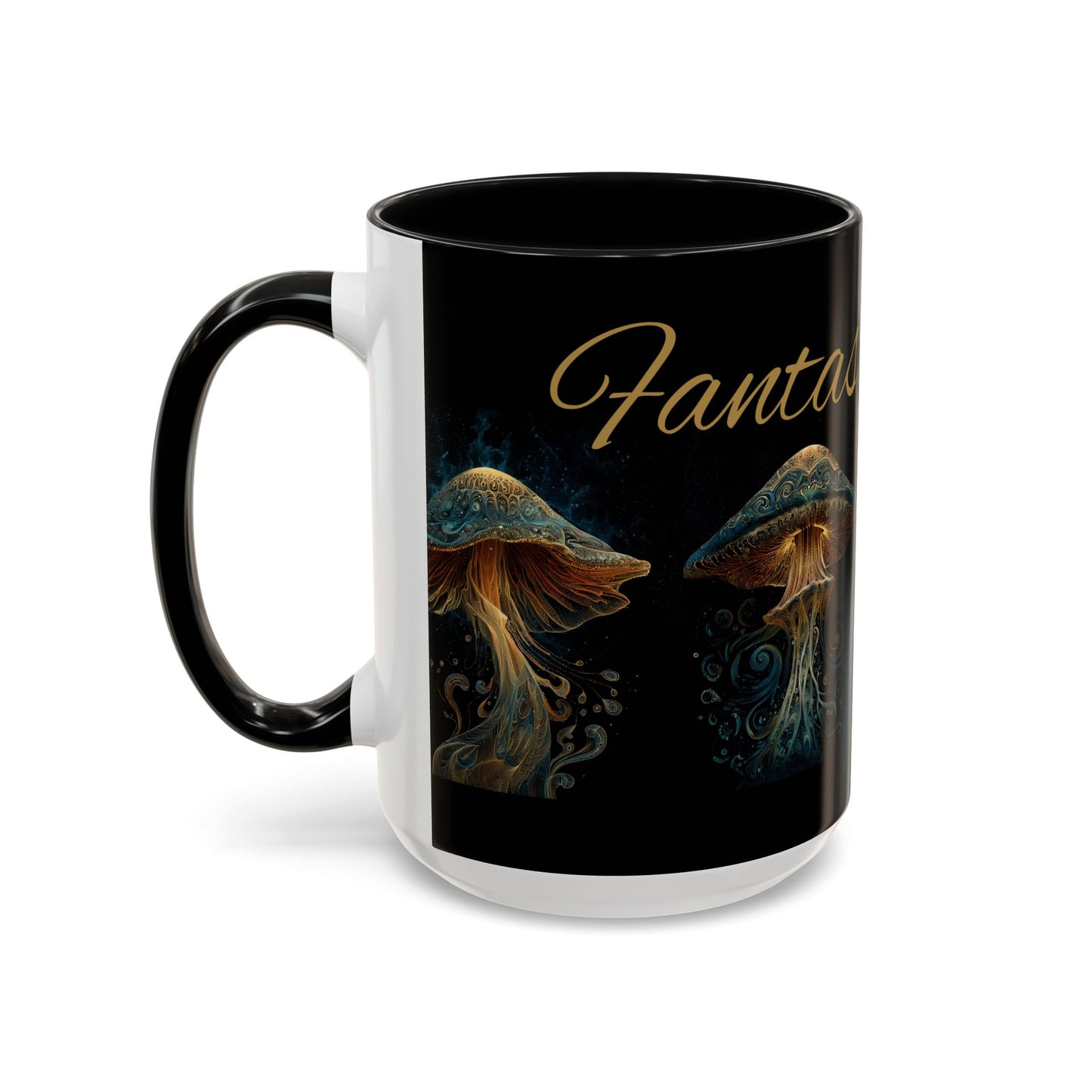 Dark Fantastic Fungi Coffee Mug - Magical Ocean Mushroom Art (11/15oz)