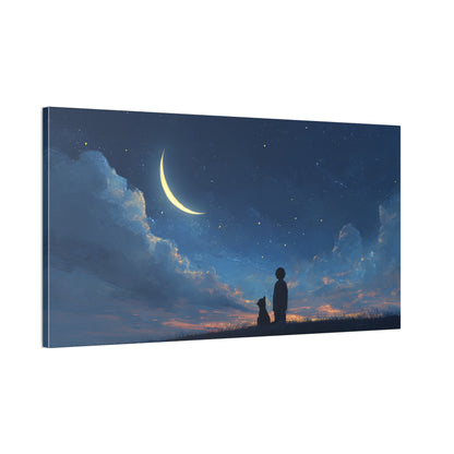 Canvas Wall Art - Night Sky Dreamscape, Cozy Home Decor, Pet Lovers Gift, Bedroom Wall Hanging, Inspirational Art Print