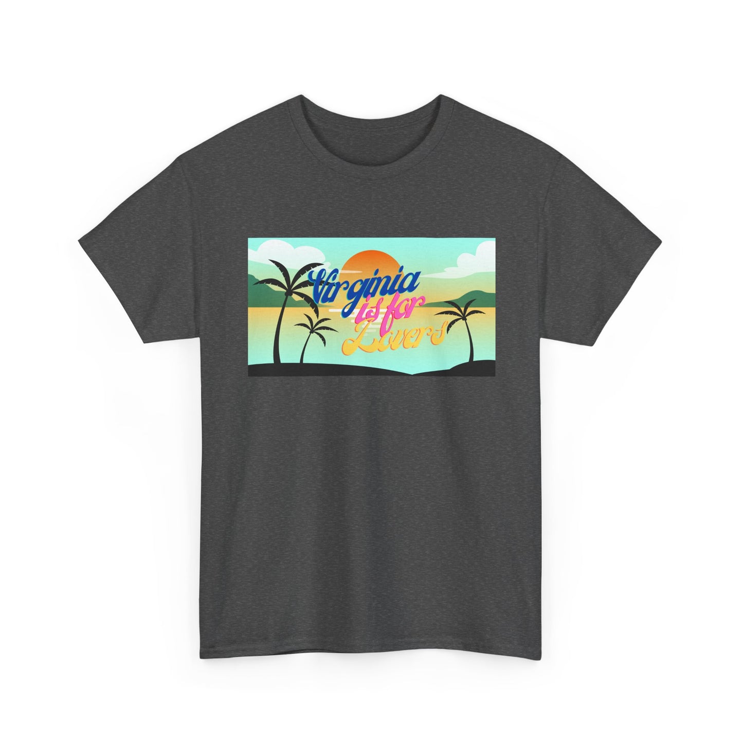 Virginia is for Lovers Dark -Vintage Sunset Graphic Tee, Beach Lover Shirt, Summer Vibe Unisex Tee, Gift for Vacation, Tropical Aesthetic Cotton Top