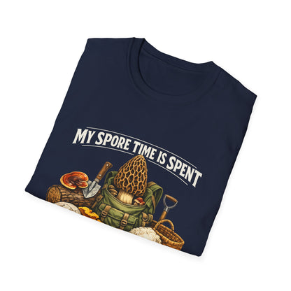 Mushroom Hunting T-Shirt — "My Spore Time Is Spent" For Foragers & Nature Lovers