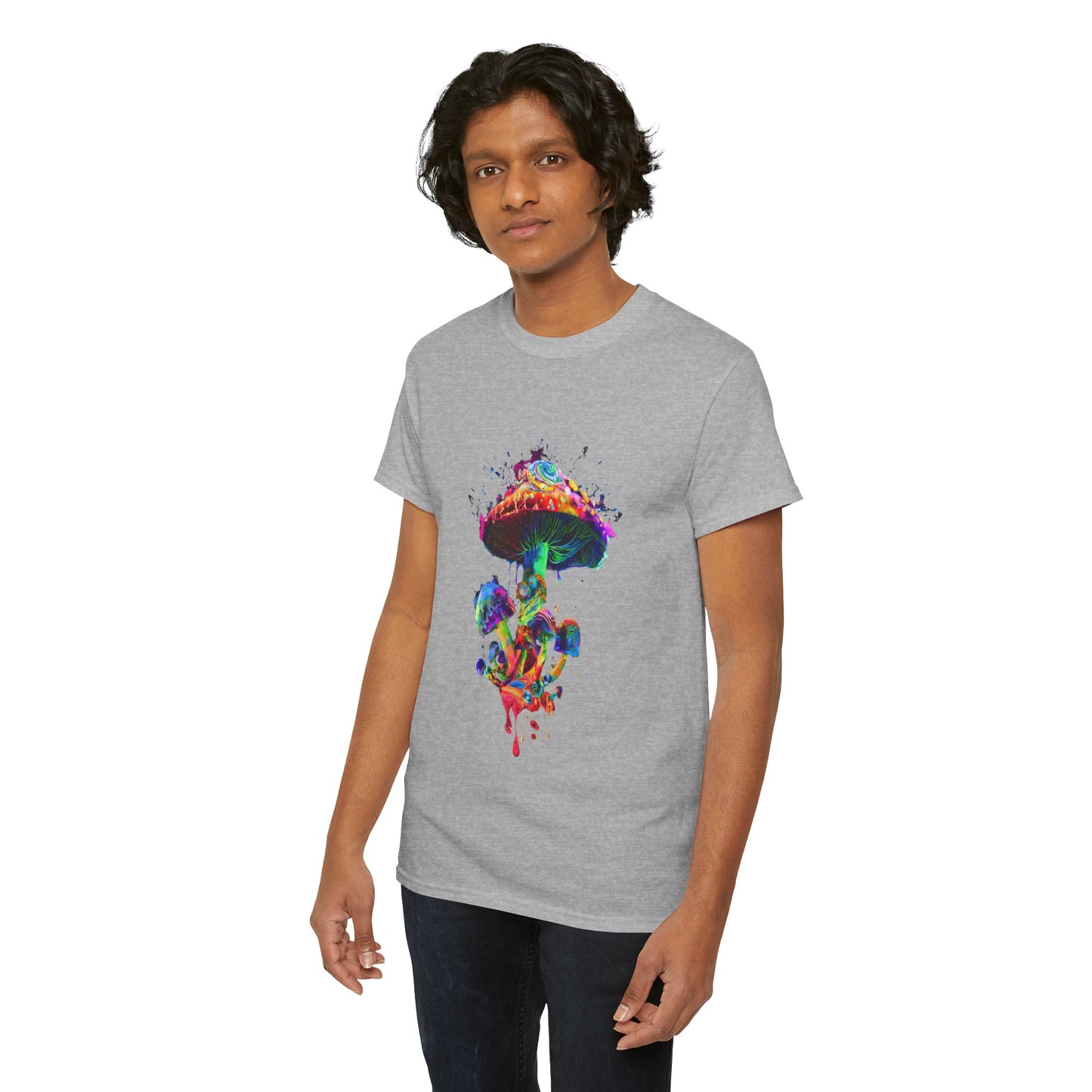 Tie Dye Psychedelic Mushroom 4  -Tee, Unisex Heavy Cotton T-Shirt, Vibrant Graphic Shirt, Perfect for Festivals, Eco-friendly Gift, Casual Wea