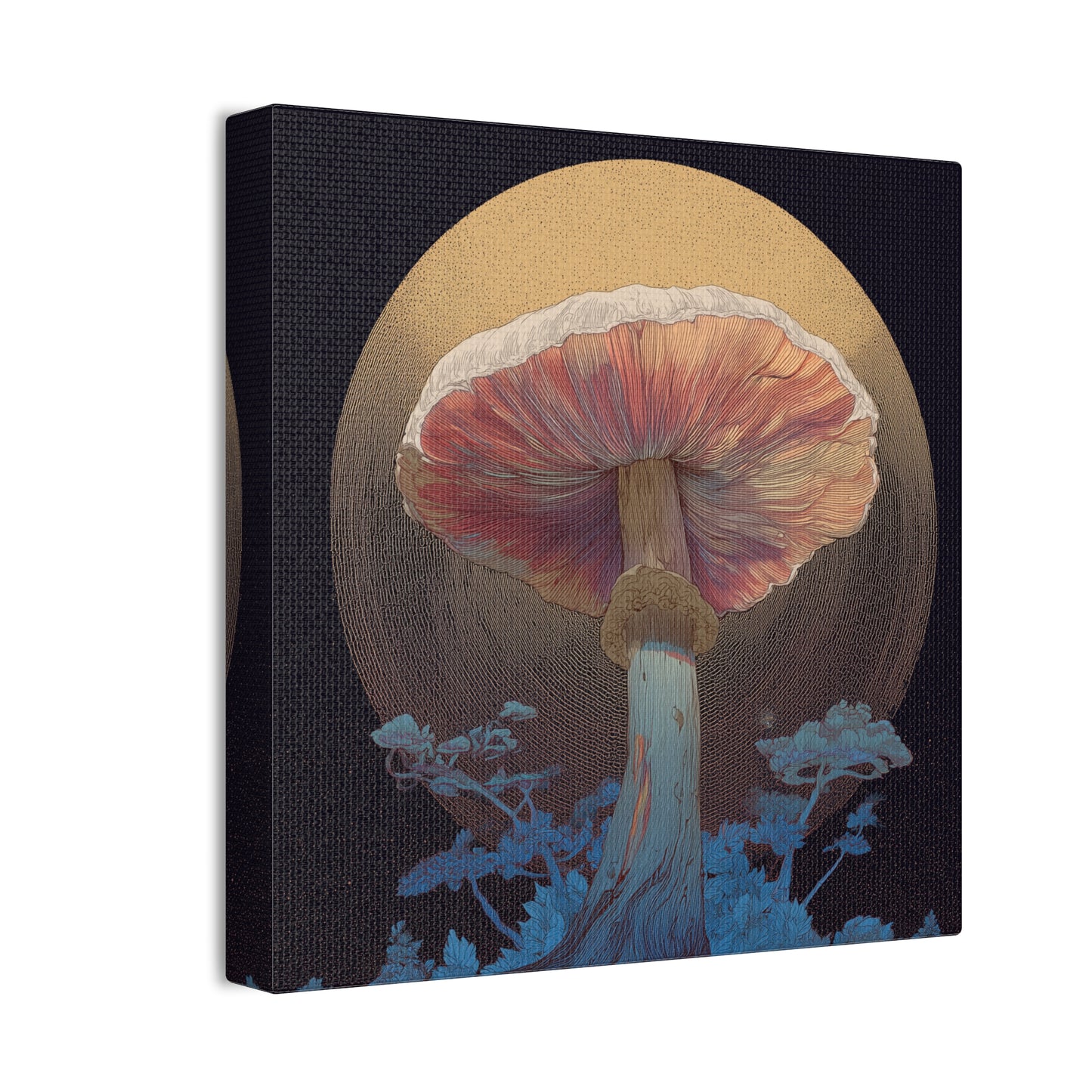 Forest Light -Mushroom Canvas Art, Stretched Wall Decor, Bohemian Home Decor, Psychedelic Wall Art, Nature-Inspired Art