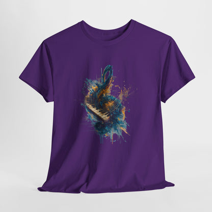 Abstract Music Keyboard Splash T‑Shirt — Watercolor Art Tee
