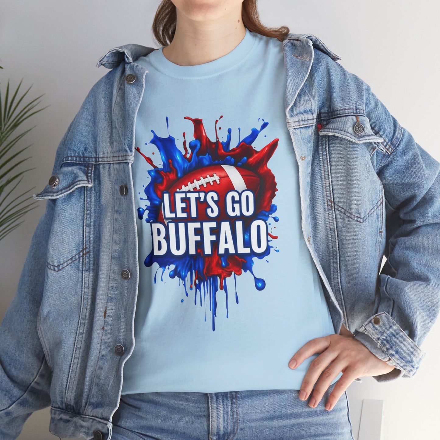 Let's Go Buffalo Splat -Buffalo Sports Fan Tee - Let's Go Buffalo Shirt, Game Day Apparel, Unisex Cotton T-Shirt, Tailgate Wear, Football Team Gear