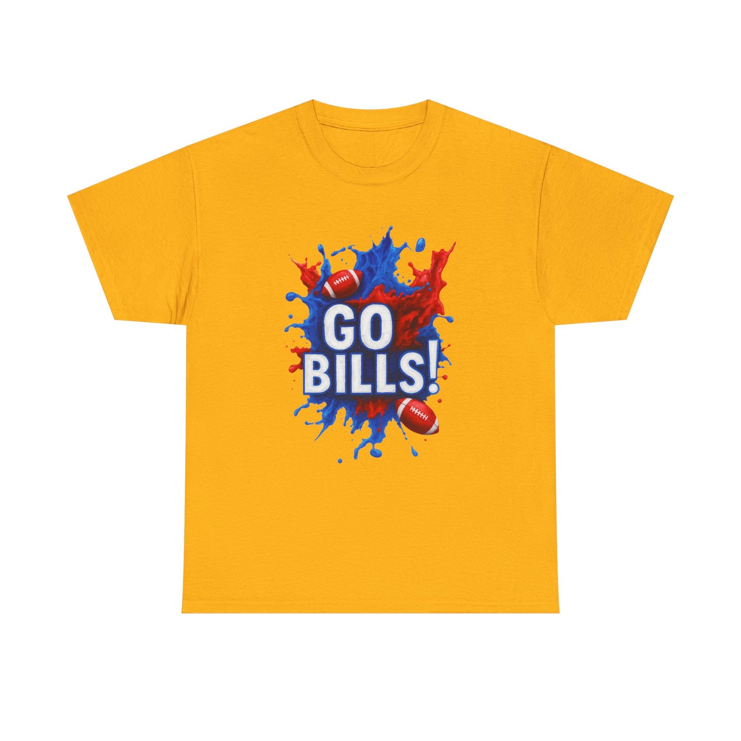 Go Bills -Cheerful Sports Tee - Go Bills! Unisex Heavy Cotton T-Shirt, Game Day Apparel, Football Fan Shirt, Spirit Wear, Gift for Sports Lovers
