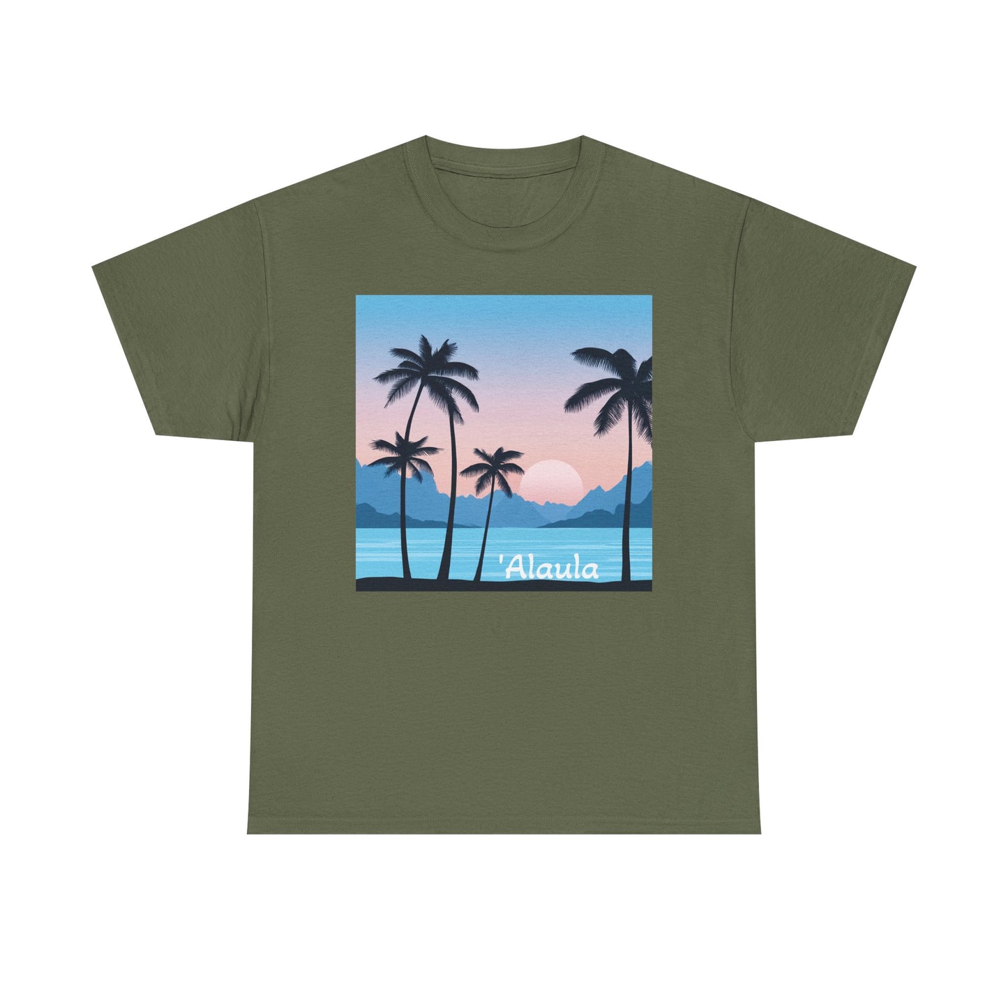 'Alaula Aloha Sunset Tee — Tropical Palm Beach Graphic T-Shirt
