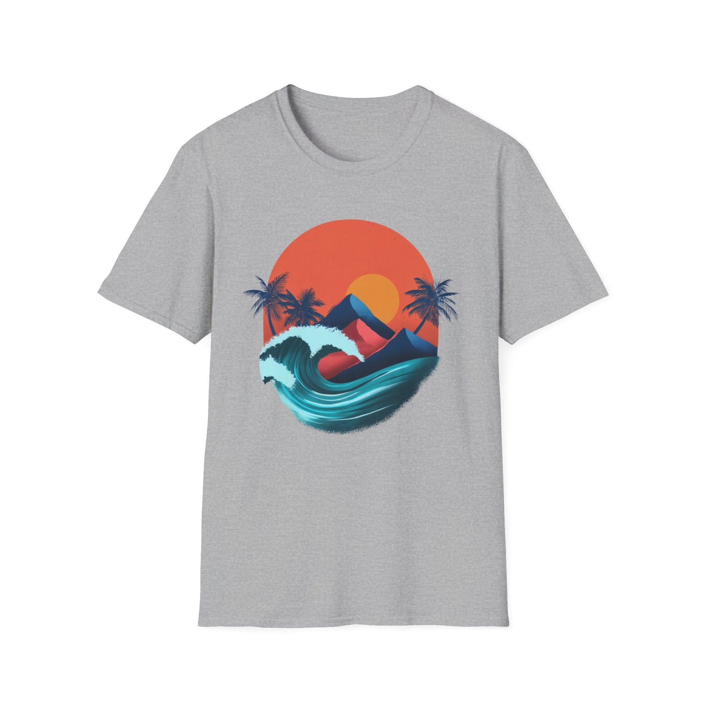 Surf Sunset Wave T-Shirt — Retro Palm Wave Beach Tee