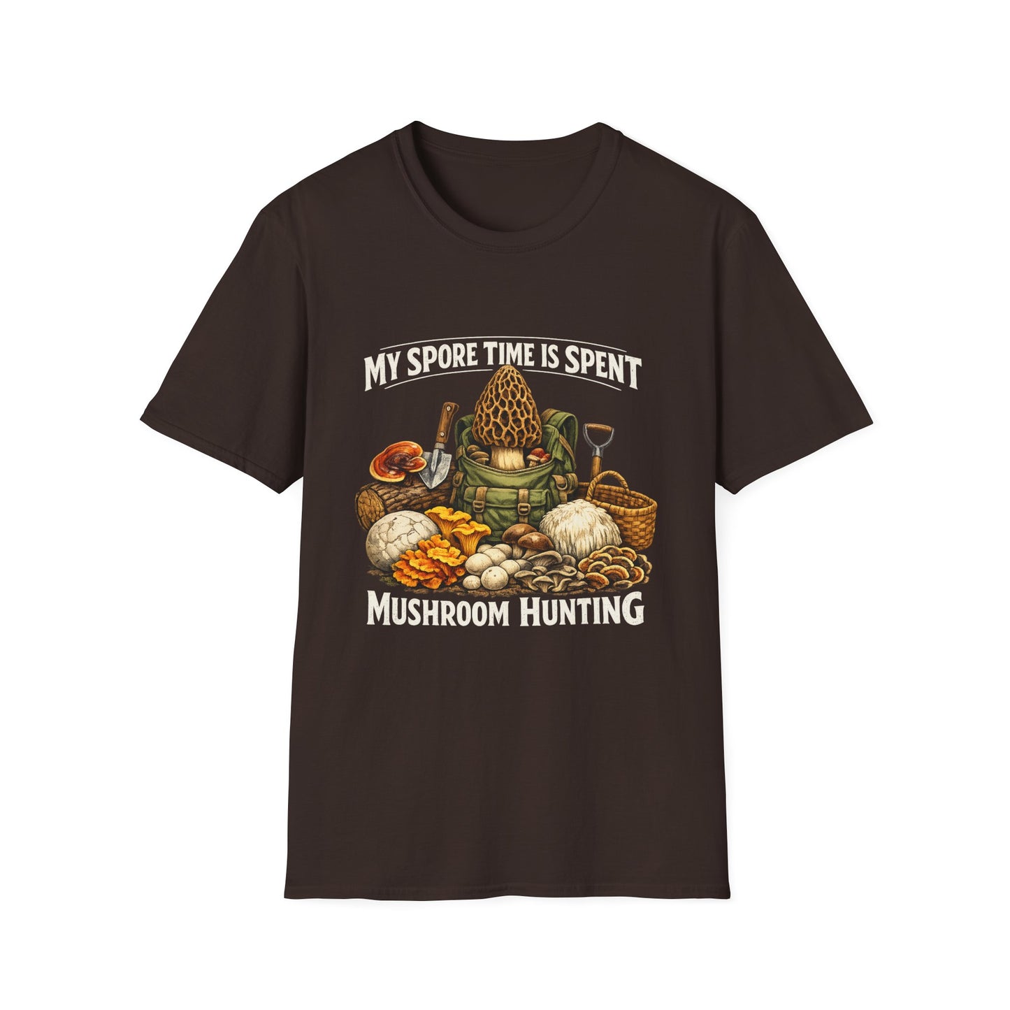 Mushroom Hunting T-Shirt — "My Spore Time Is Spent" For Foragers & Nature Lovers