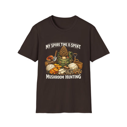 Mushroom Hunting T-Shirt — "My Spore Time Is Spent" For Foragers & Nature Lovers