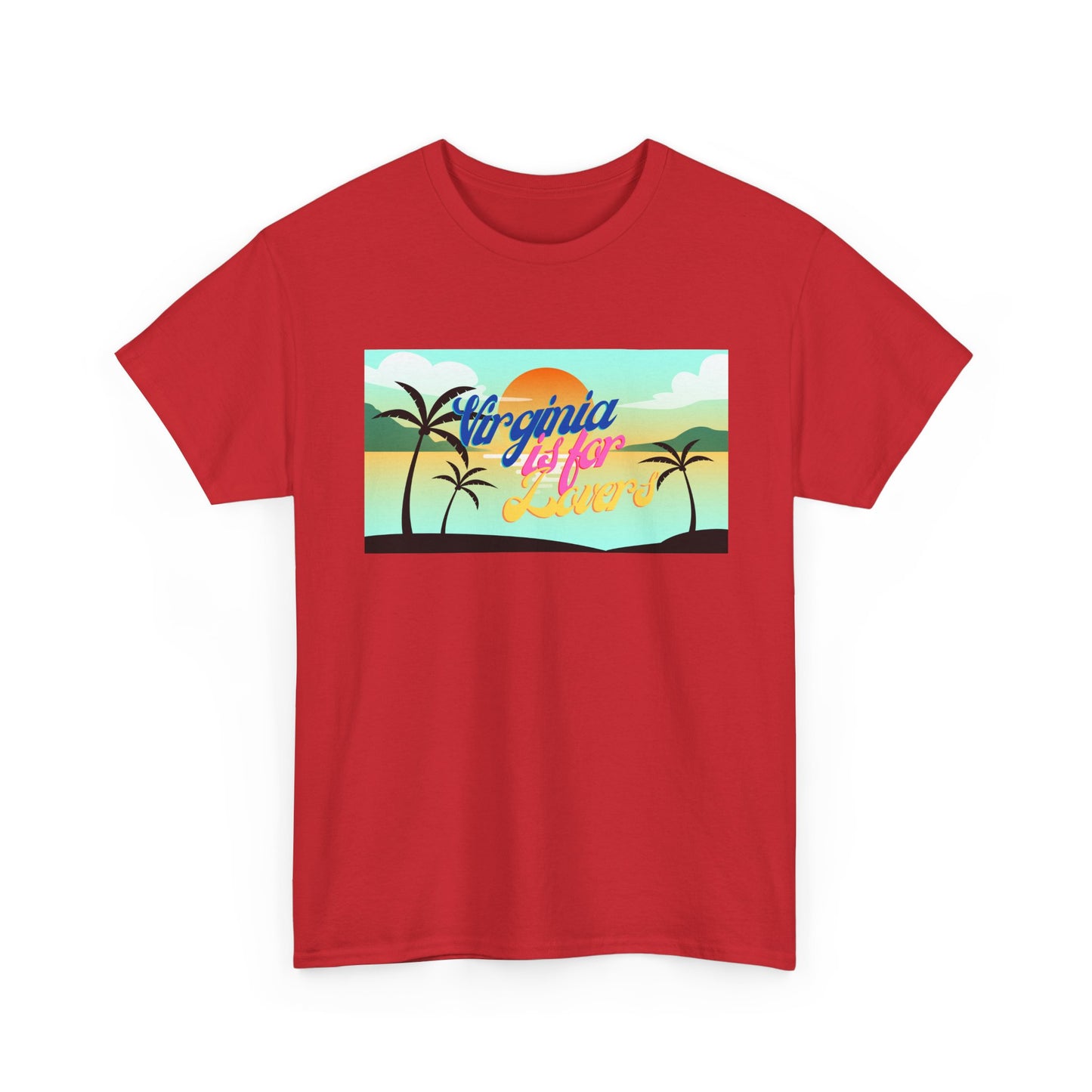 Virginia is for Lovers Dark -Vintage Sunset Graphic Tee, Beach Lover Shirt, Summer Vibe Unisex Tee, Gift for Vacation, Tropical Aesthetic Cotton Top