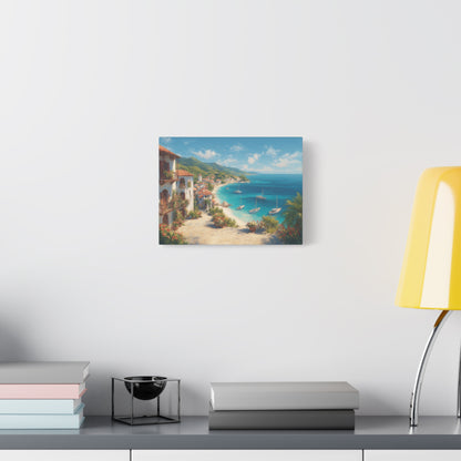 Village by the Sea -Coastal Serenity Canvas Print, Beach Decor, Wall Art for Home, Gift for Beach Lovers