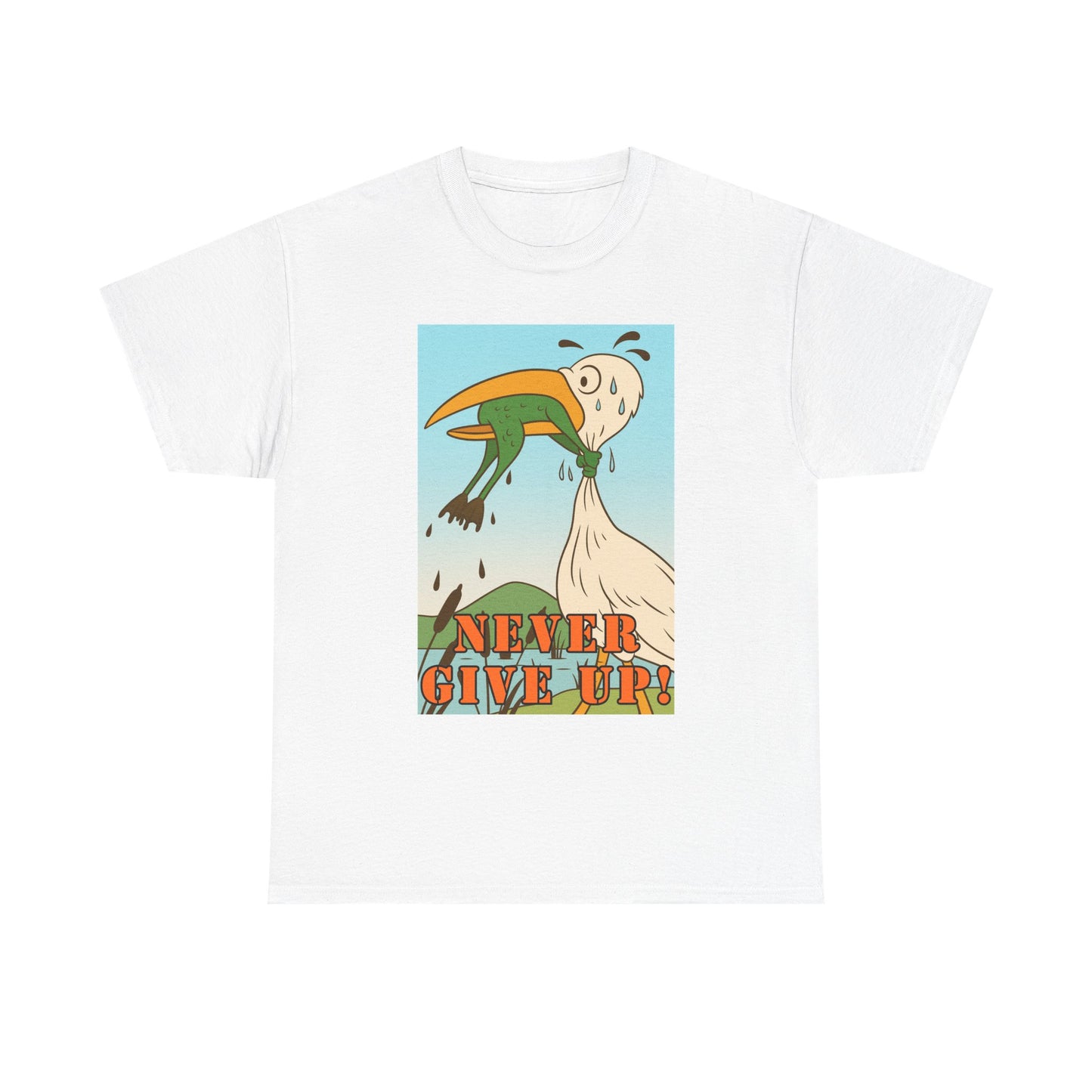 Never Give Up --Unisex Heavy Cotton Tee, Motivational T-Shirt, Supportive Apparel, Gift for Encouragement, Inspirational Wear