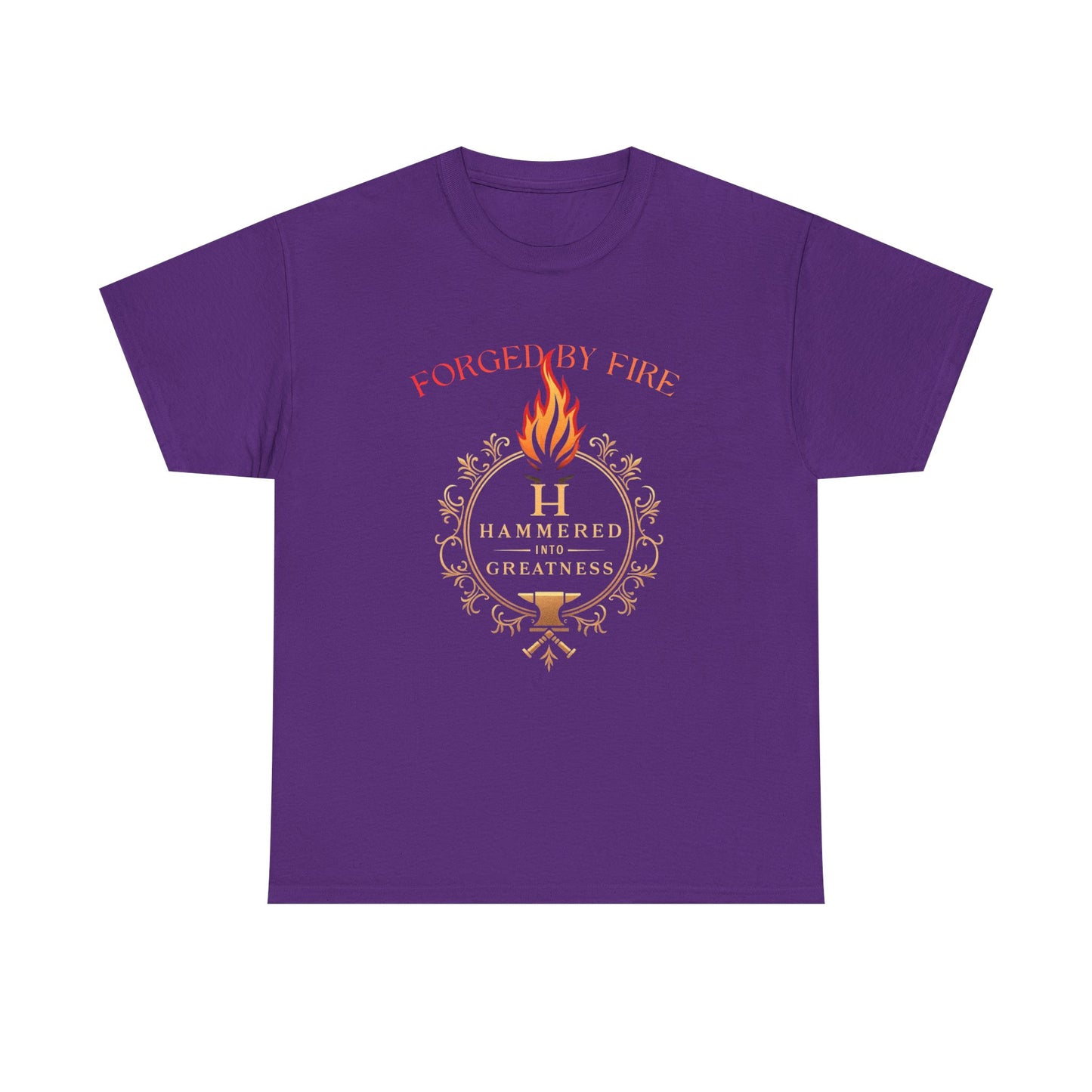 Forged By Fire T‑Shirt — Flaming Torch Crest Graphic Tee