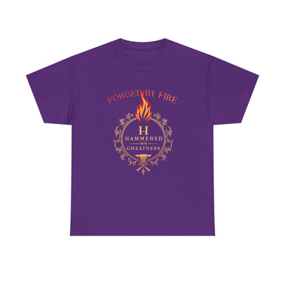 Forged By Fire T‑Shirt — Flaming Torch Crest Graphic Tee