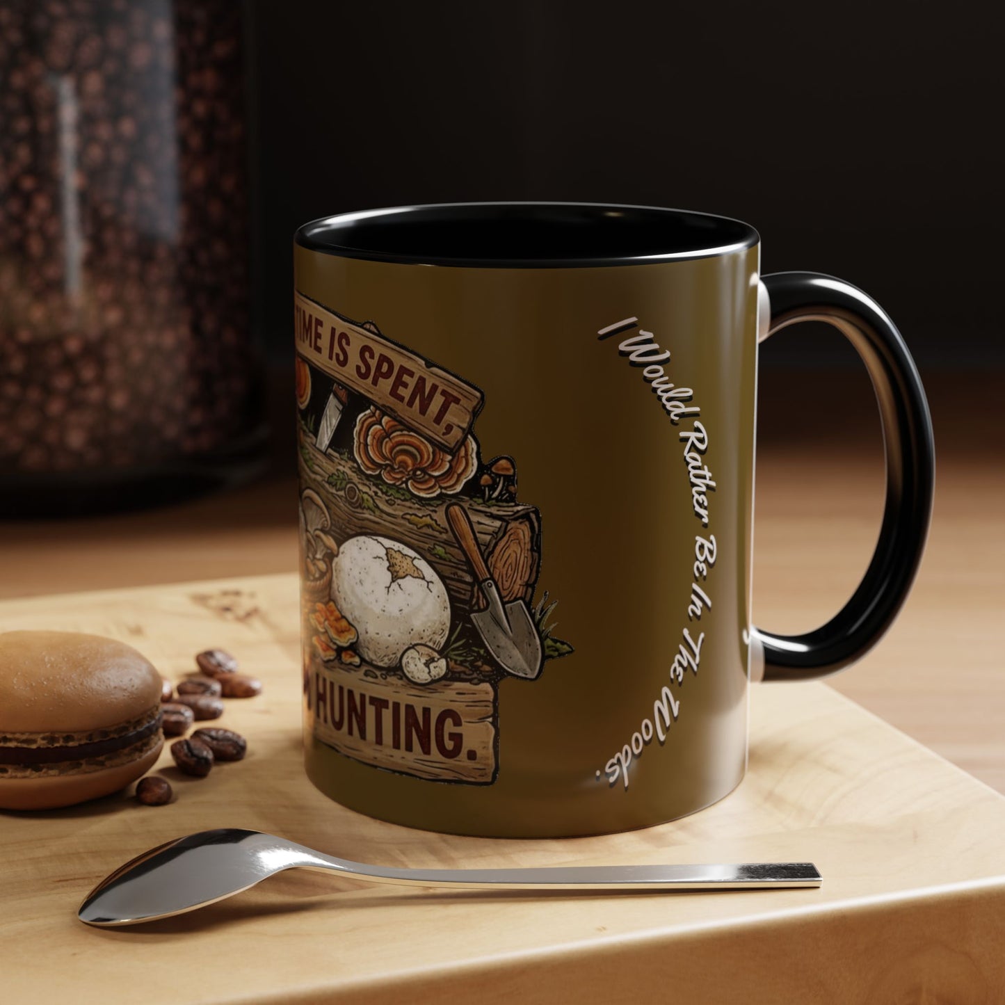 Mushroom Hunting Coffee Mug – "My Spore Time Is Spent" Rustic Forager Accent Mug
