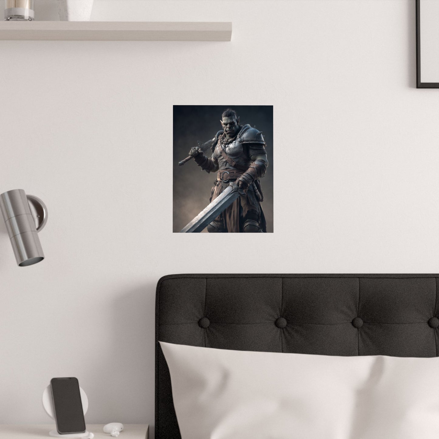Half Orc Fighter - Fantasy Art Satin PAPER POSTER — Dark Fantasy Wall Art