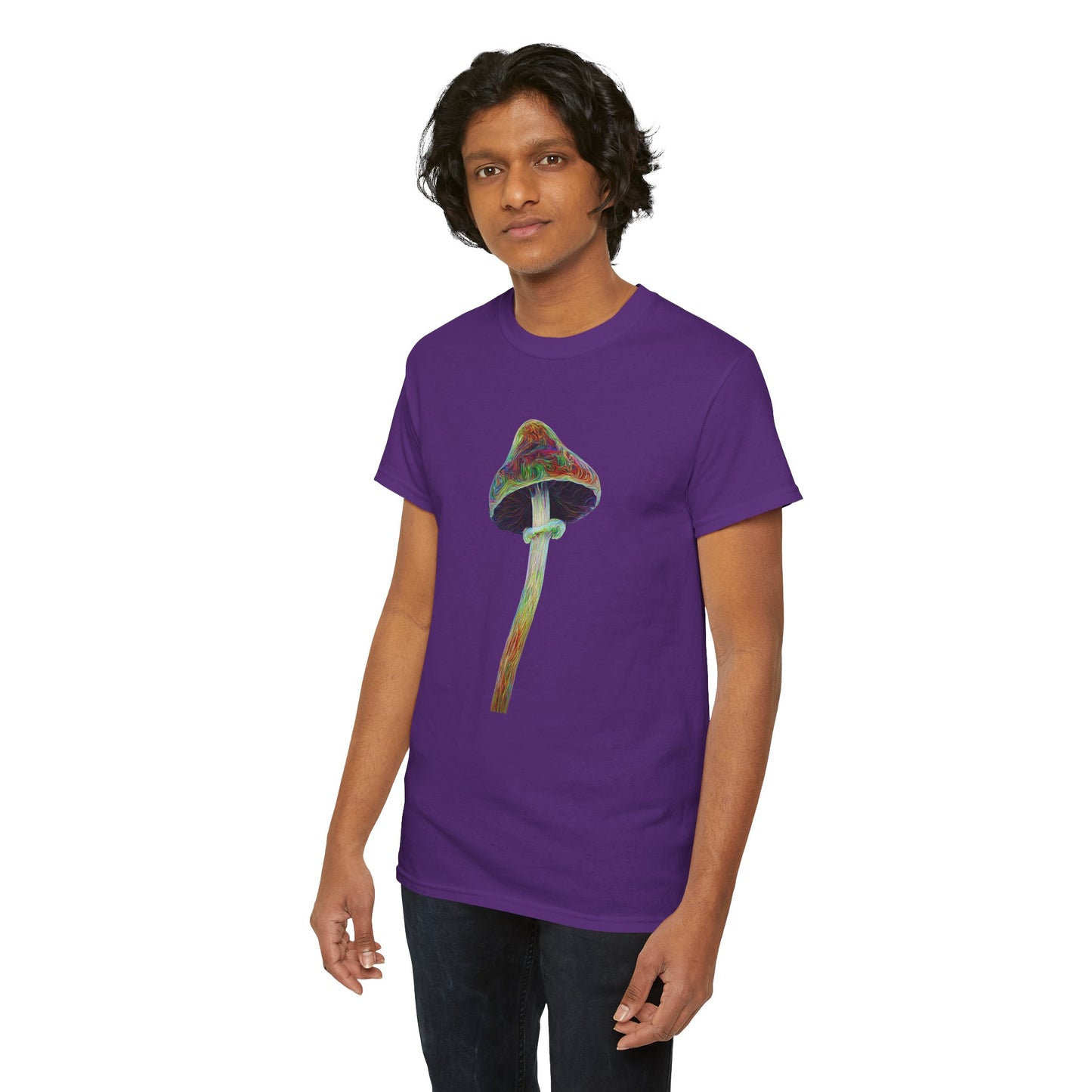 Colorful Psychedelic Mushroom2 - Tee, Unisex Heavy Cotton T-Shirt, Vibrant Graphic Shirt, Perfect for Festivals, Eco-friendly Gift, Casual Wear
