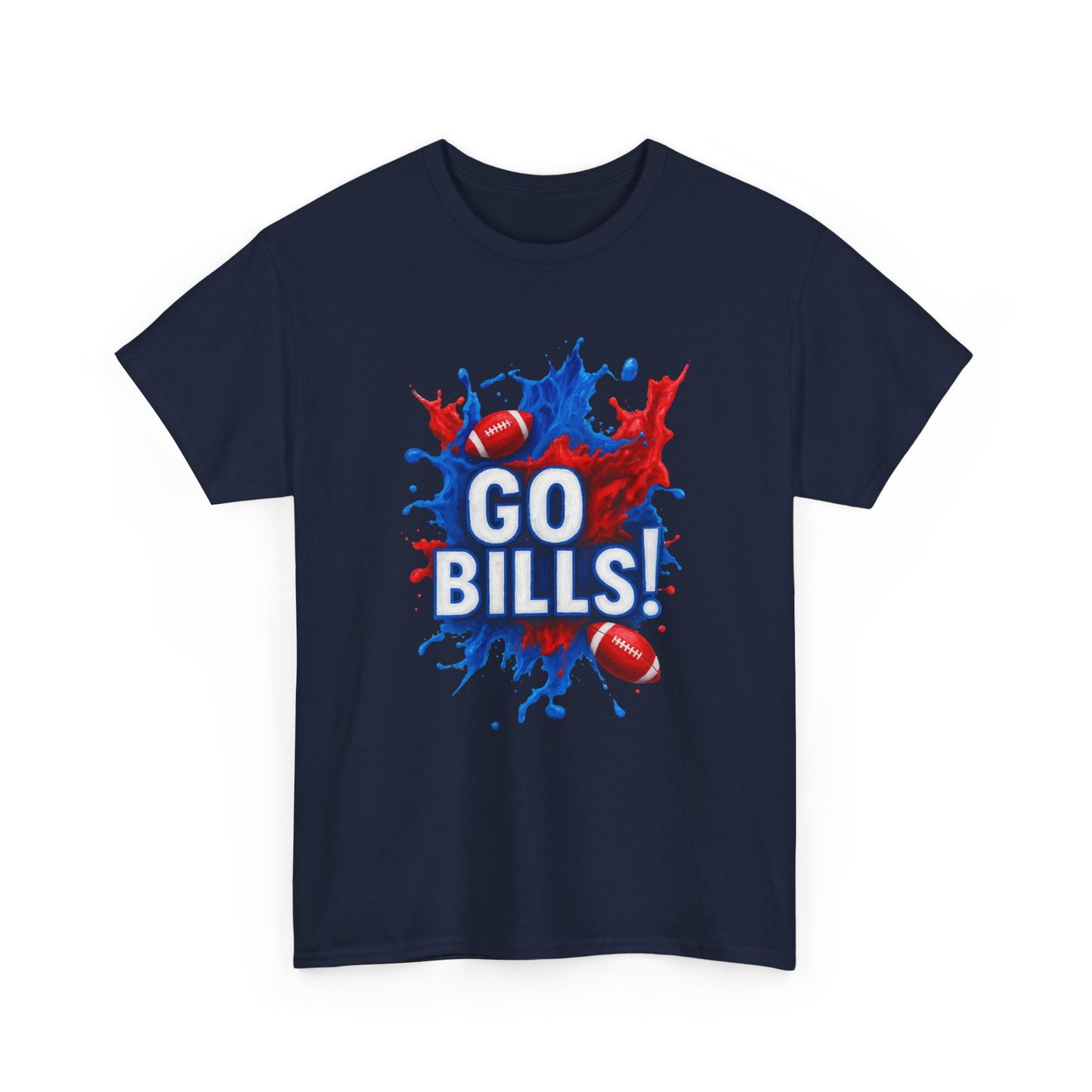 Go Bills -Cheerful Sports Tee - Go Bills! Unisex Heavy Cotton T-Shirt, Game Day Apparel, Football Fan Shirt, Spirit Wear, Gift for Sports Lovers